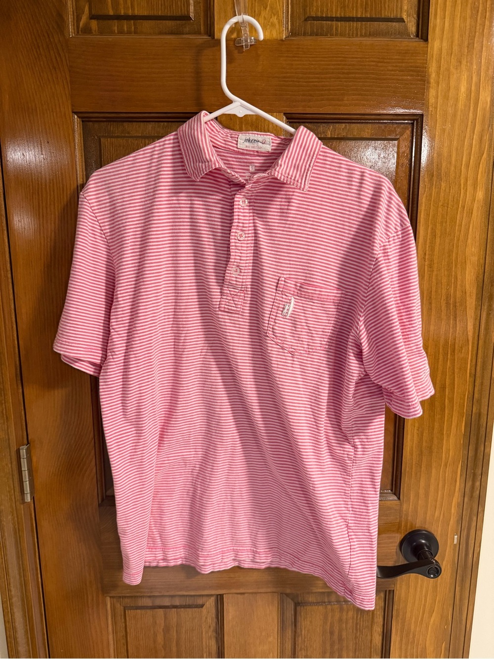 Johnnie-o Men's Pink Striped Polo Shirt